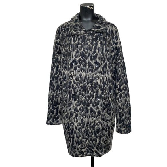 Free People Jackets & Blazers - NEW Free People Wild Thing Gray & Black Leopard Animal Print Coat
